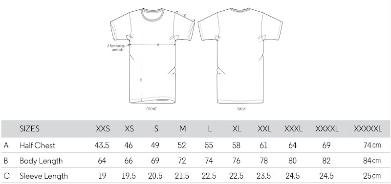 Unisex Tee Shirt Sizing Guide | Dissident Designs