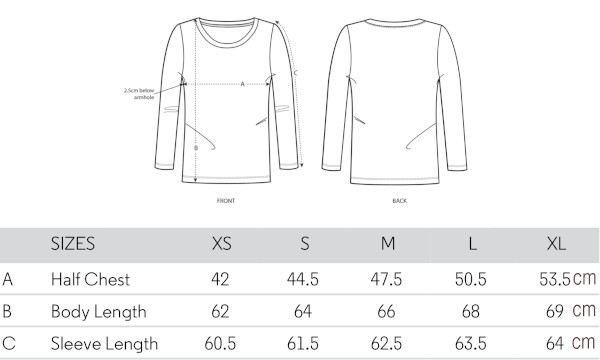 Womens Long Sleeve Shirt Sizing Guide | Dissident Designs
